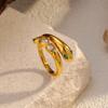 European and American Ins Style Ring Light Luxury Fashion Versatile Diamond-encrusted Stainless Steel Plated 18K Gold Multi-layer Ring Women's Adjusta