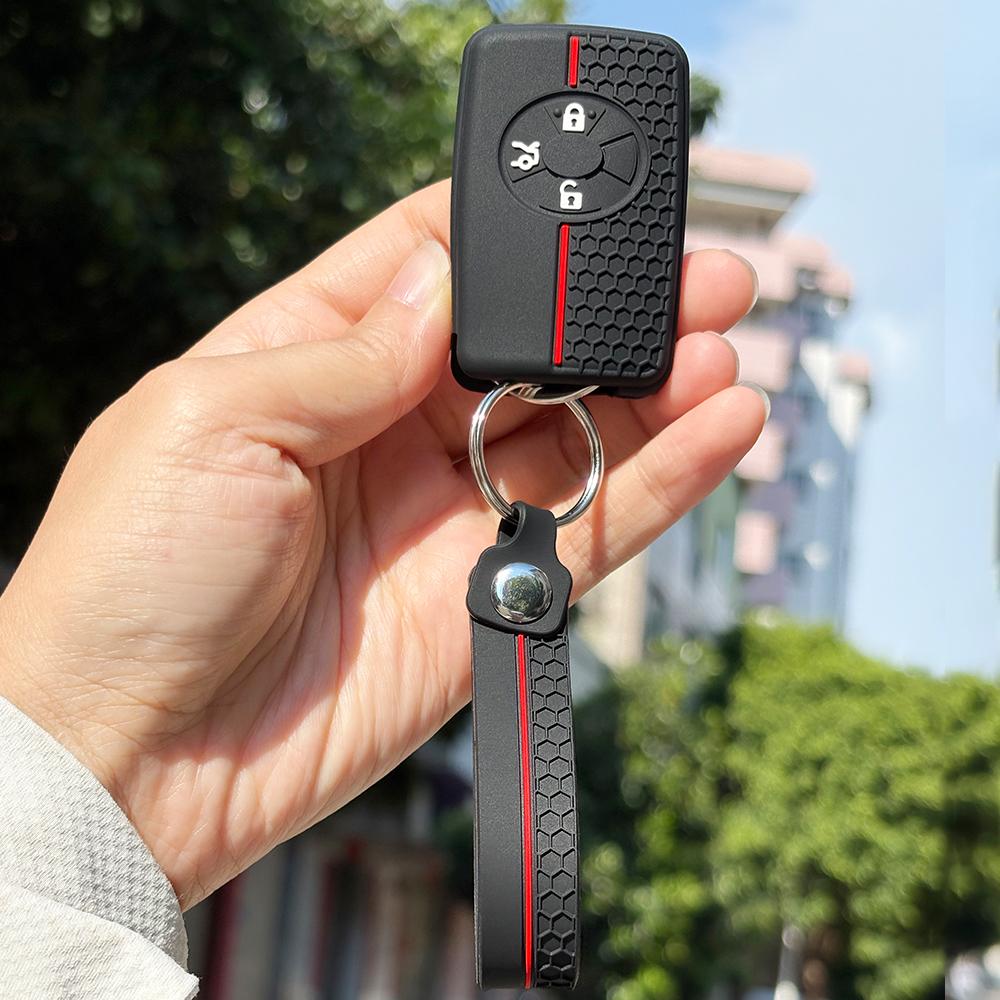 Silicone Car Remote Key Case Cover With Keychain Holder For Toyota Vanguard Rav4 2008 Estima 2006 2 Buttons Key Shell
