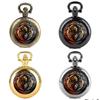 Vintage Retro Løve Leo Zodiak Astrologi Kinesisk Yinyang Kvarts Unisex Menn Kvinner Lommeur Kvarts Halskjede Anheng Klokke Kjede Klassisk Skive