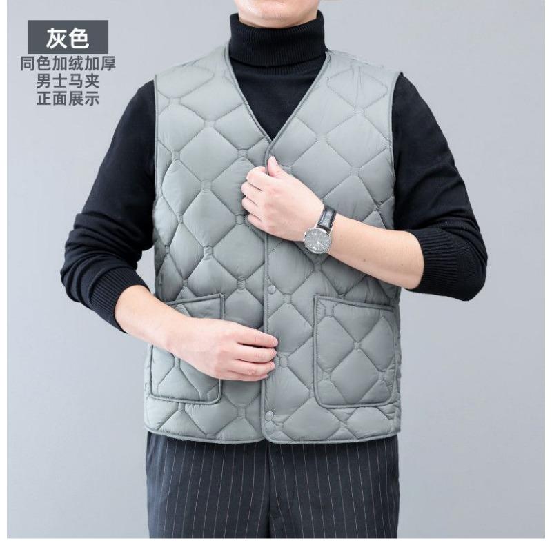 Autumn and Winter Style Plus Velvet Thickened Down Cotton Vest Short Men's Thermal Vest