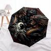 1pc Yin and Yang Dragons Fully Automatic Folding Portable Umbrella, 8 Iron Frames, Three-Fold Design, Suitable for All Seasons, Suitable for Outd