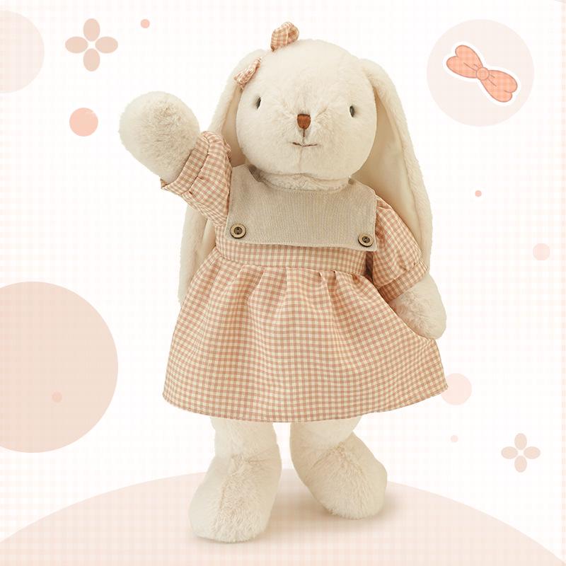 Hug Baby Lily Long-Eared Rabbit Plush Toy: Cute Pendant Doll In Baby Clothes for Children and Girls' Birthdays