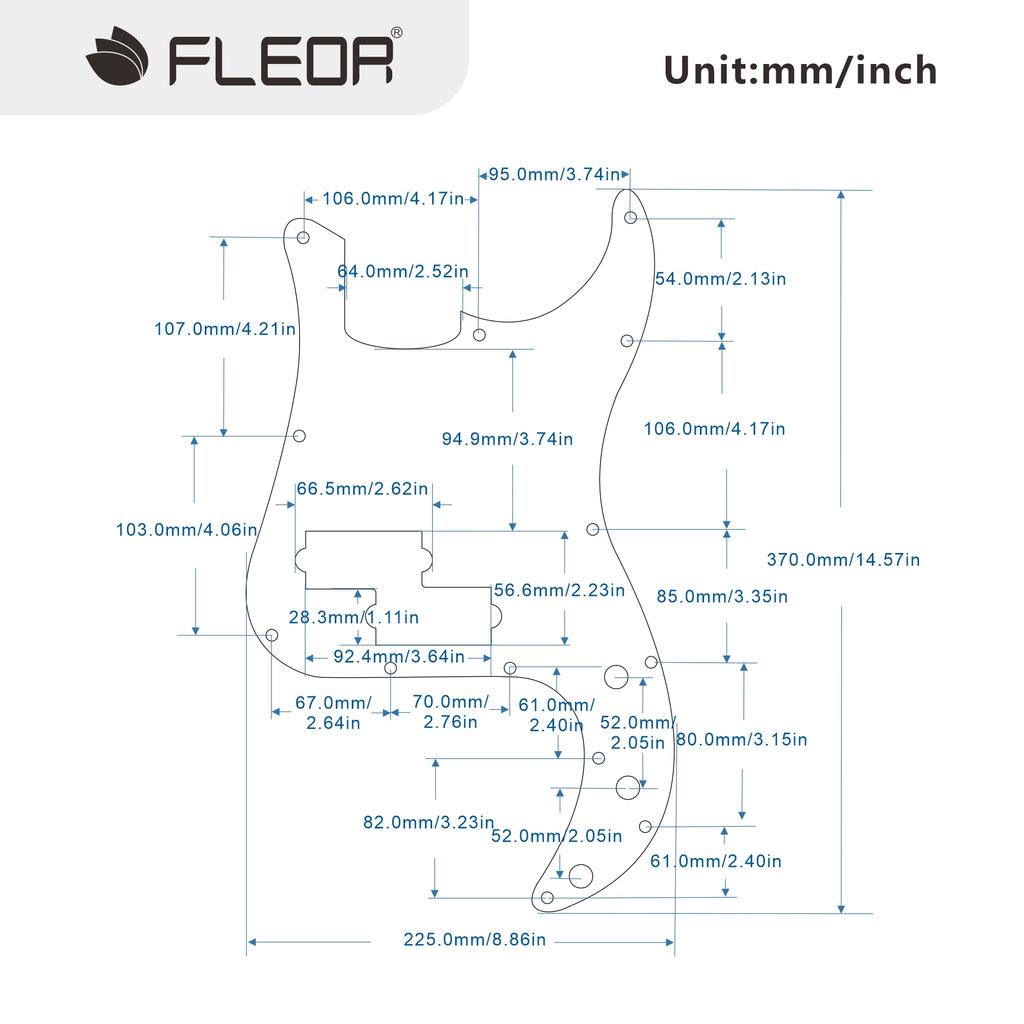 FLEOR 1PCS PB Bass Pickguard Bass 4 Strings PB Bass Scratch Plate 13 Holes with Pickguard Screws