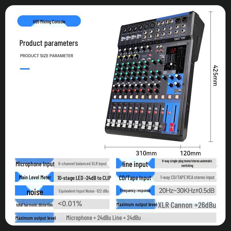 SAST G65 12-Channel Audio Mixer CN plug (adapter included)