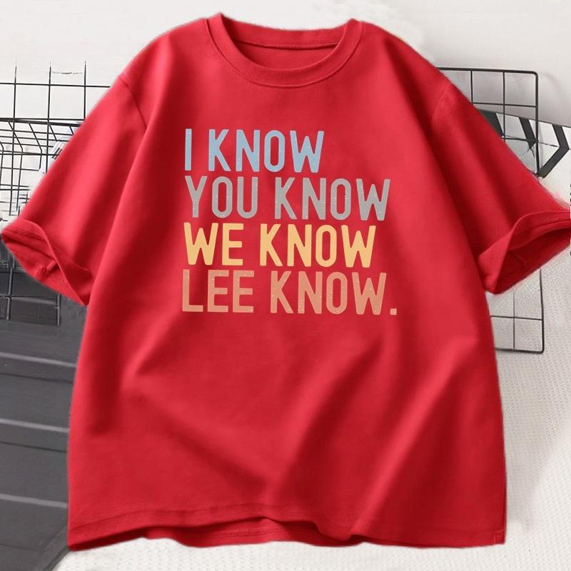 I Know You Know Lee Know TShirt Unisex Unisex Printed Short Sleeve Cotton Tshirt Summer Round Neck Loose Tees Unisexs Clothes Top