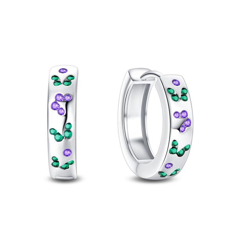 925 Silver Bees Butterflies Insects Series Zircon Hoop Earrings Women Jewelry Gifts Accessories