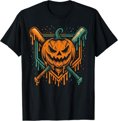 Pumpkin Halloween Baseball Ice Cream Drip Spooky  Unisex T-Shirt