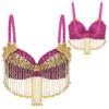 Beaded Tassels Belly Dance Tops Shiny Nightclub Sequins Bra Stage Adjustable Straps Underwired Bra For Thailand/India/Arab