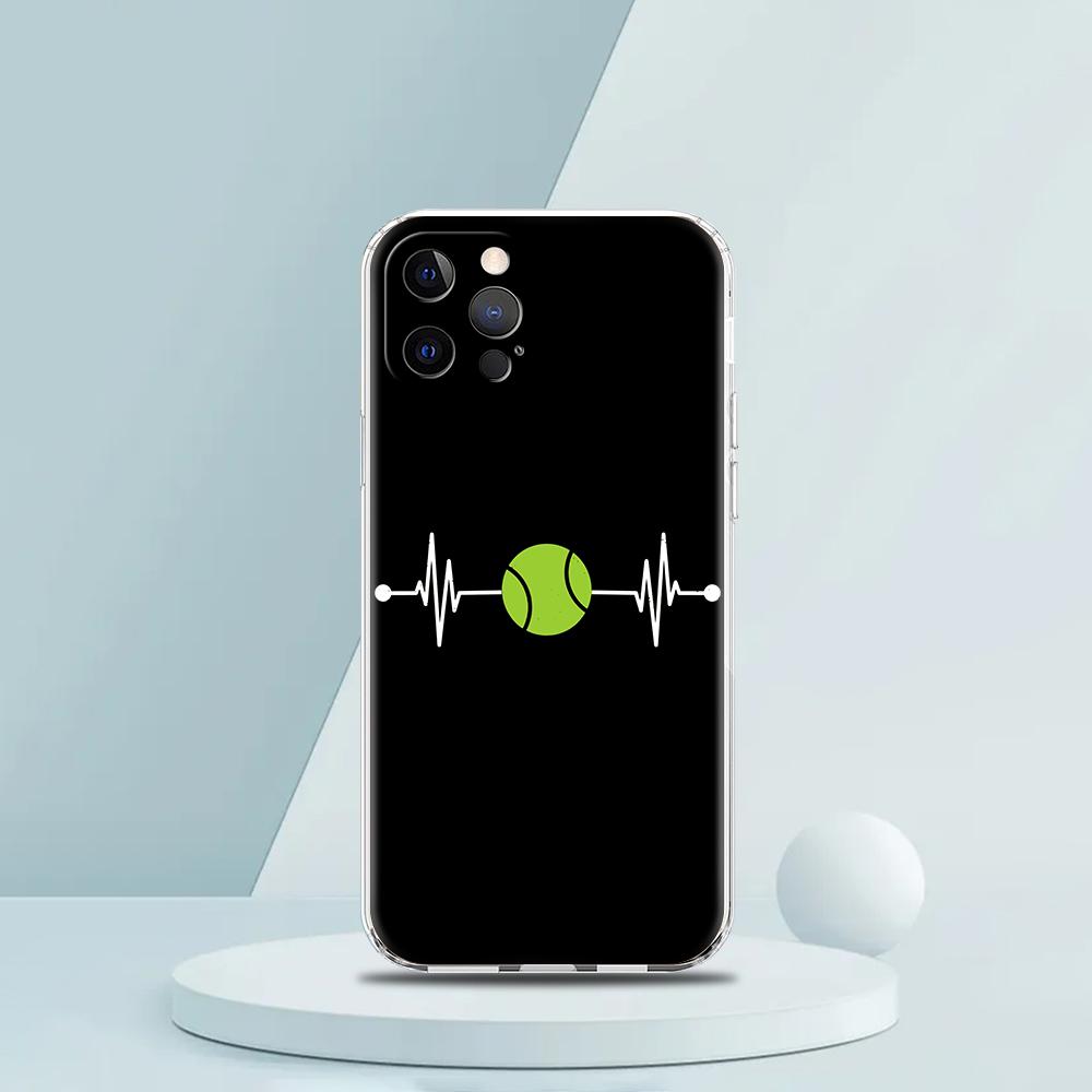 For iPhone 15 16 14 13 12 mini 11 Pro Max XS X XR SE 7 8 Plus Silicone Clear Cover Tennis Ball Sport Phone Case