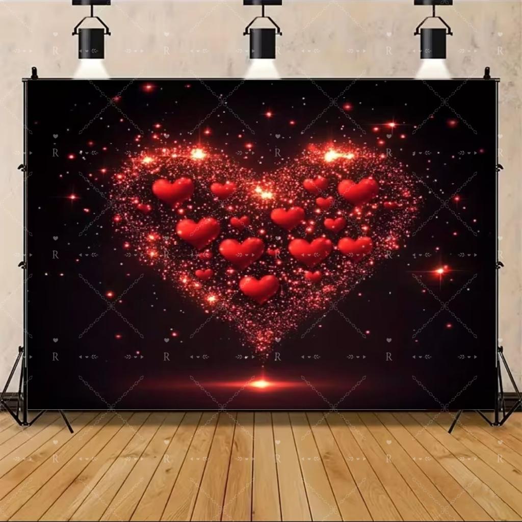Red Pink Heart Balloon Background Multi Functional Love Banner Birthday Festival Wedding Couple Portrait Photography Backdrop