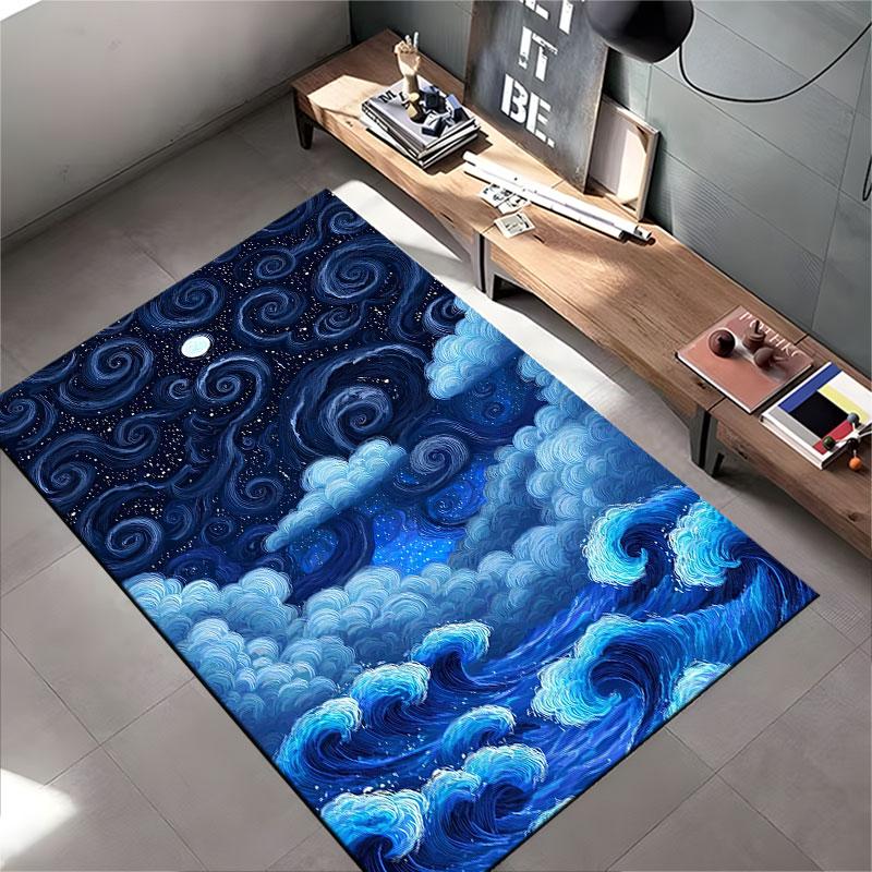 Starry Night Ocean Waves Suitable As a Non-slip Mat for the Living Room or Bedroom Sofa