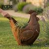 Country Style Home Garden Accents Rustic Rooster Ornament, Weather Resistant Flowerpot, Metal Sculpture Statues for Outdoor Yard Lawn Decor,