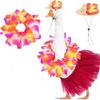 Top Rated Hawaiian Goose Outfit Set Trending Colorful Flower Lei Porch Goose Costume Hot Sale Red Tutu Straw Hat Accessory