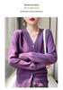 Elegant Merino Wool V-Neck Cardigan - Women's Lightweight Autumn Sweater
