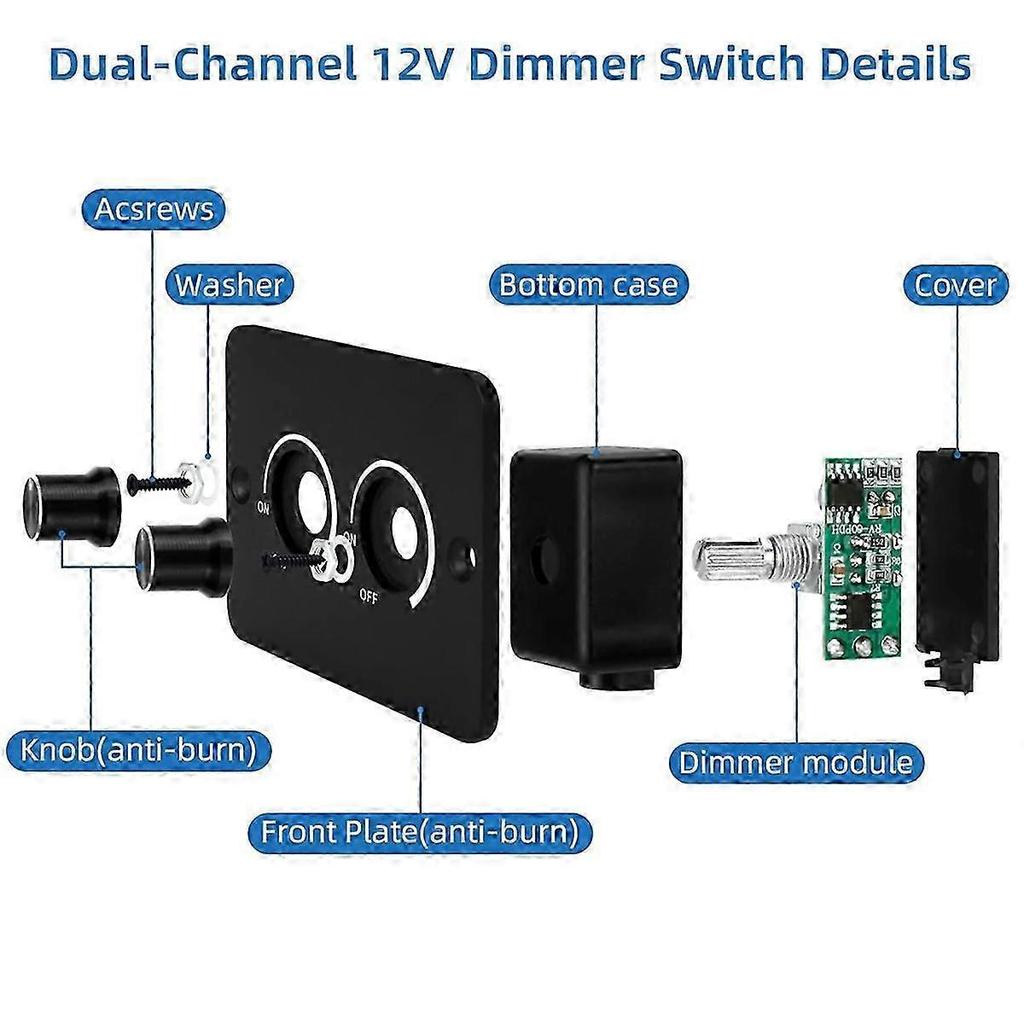 Enhanced DC 12V PWM LED Dimmer Switch for Travel Trailers, Marine, Vans & Trucks - 2 Gang Quality Control