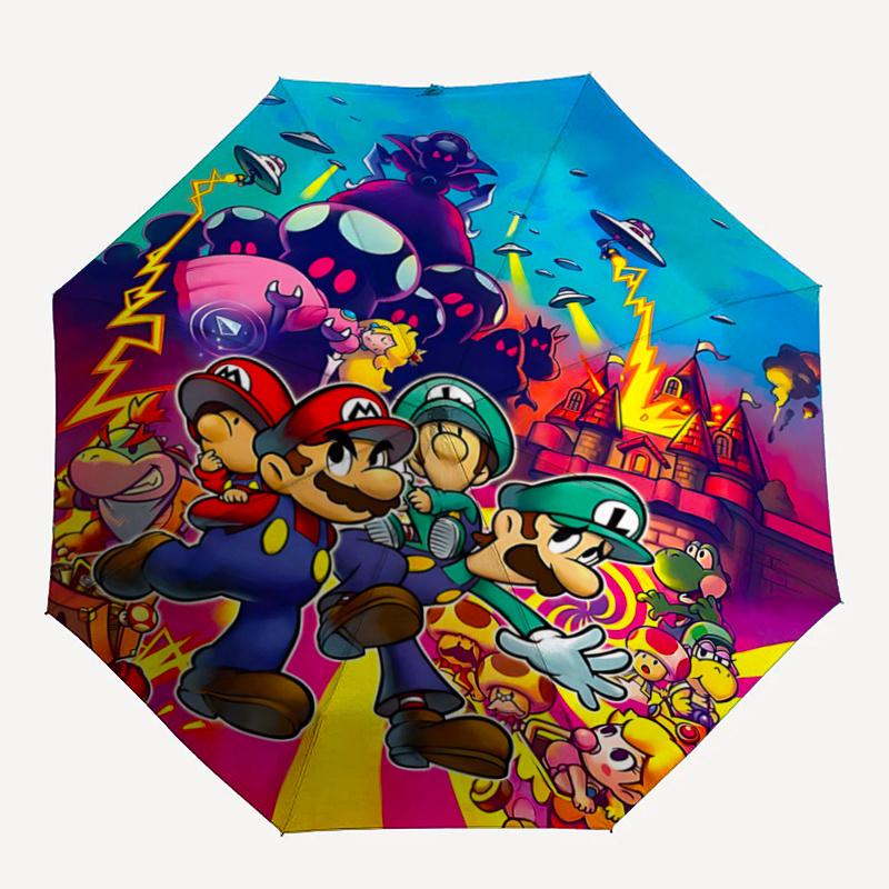 1pc Adventures in Space and Time Super Mario Galaxy Fashion Automatic Open/CloseCartoon Umbrella, Portable Compact Umbrella for Men & Women J001