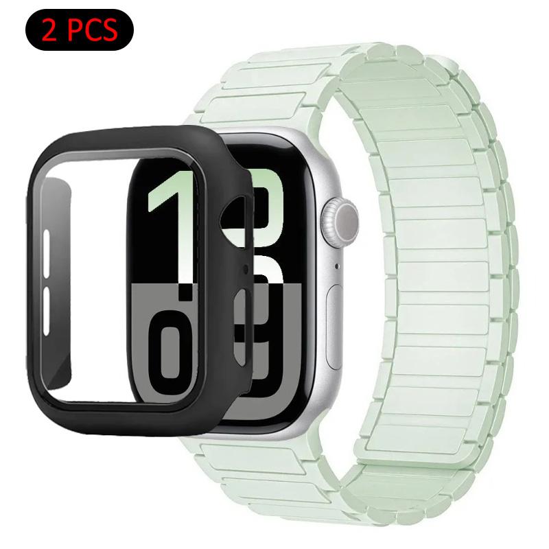 Silicone Strap+Case For Apple Watch Ultra 3/2/1 49mm 11 10 46mm 42mm Magnetic Band iWatch 9 8 7 45mm 41mm 6 5 SE 44mm/40mm Cover