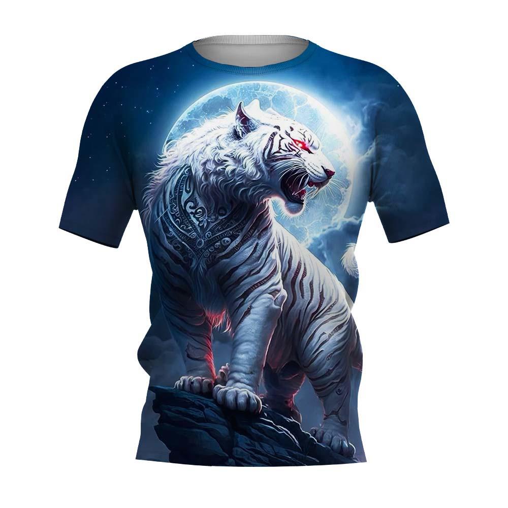 Oversized Men's T-Shirt 3d Tiger Print Tees Tops Summer Casual Mens Animal Pattern T Shirt O-Neck Fashion Clothes Prints T-Shirt