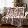 Red Gingham Holly Berry Anime Cartoon Flannel Blanket Soft Warm Throw for Bedroom Sofa Car Kids Holiday Gift