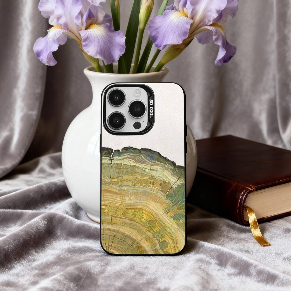 Art W-Wood G-Grain Natural Phone Case For iPhone17,16,15,14,13,12,11 Plus,Pro Max Black Candy Silver Phone Case