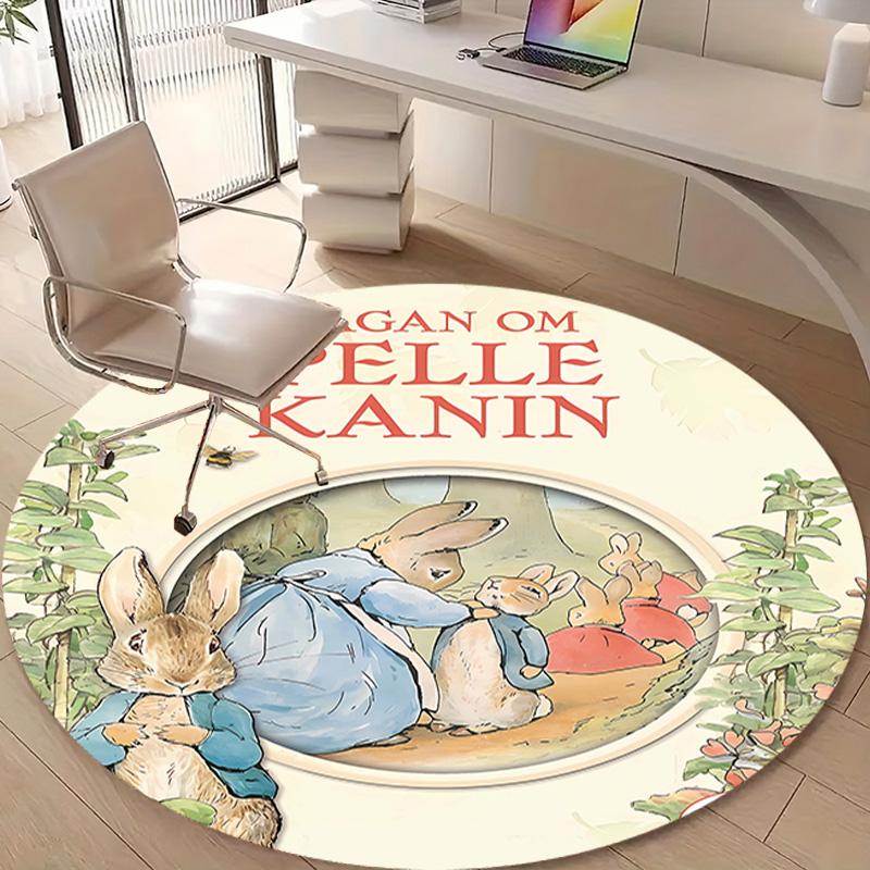 1pc Peter Rabbit2 Design Printed Area Round Carpet for Bedroom Living Room Home Decor Rugs Mat Non Slip Mat Rug for Bedside