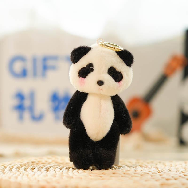 Plüsch-Pandabären-Schlüsselanhänger mit weichem Kurzflor für Kinder und Sammler