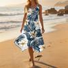Sleeveless Floral Print Midi Dress for Women Asymmetrical Hem Casual Summer Sundress Lightweight Fabric Flowing Fit