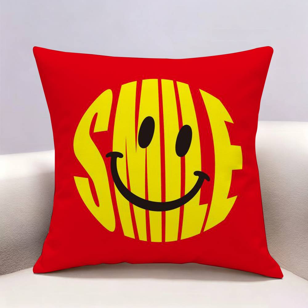 Smile Cartoon fun cute Doublesided print Pillow Case Pattern Printed Pillowcase For Living Room Sofa Cushion Cover