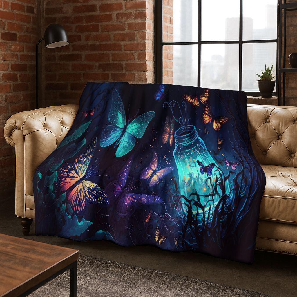 26 Style Dream Butterfly Flower Cartoon Flannel Blanket,Cozy Soft Throw Blanket for Home Bedroom Bed Sofa Picnic Cover Gift Kids