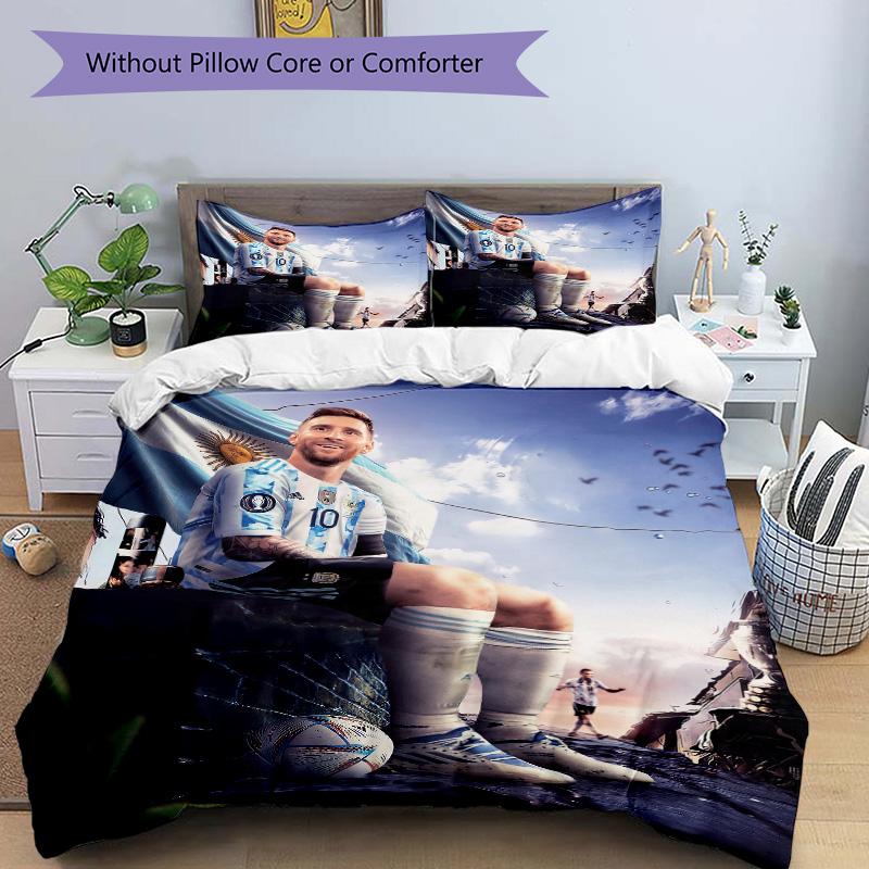 Argentina'S Messi Celebration Print 3Pcs Bedding Setduvet Cover With 2 Bedropillowcase Home Birthday Gift