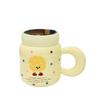 Girls' Cute Ceramic Cup Household Suit Mug Small Monster Water Cup Mirror Cup with Lid Simple and High Appearance