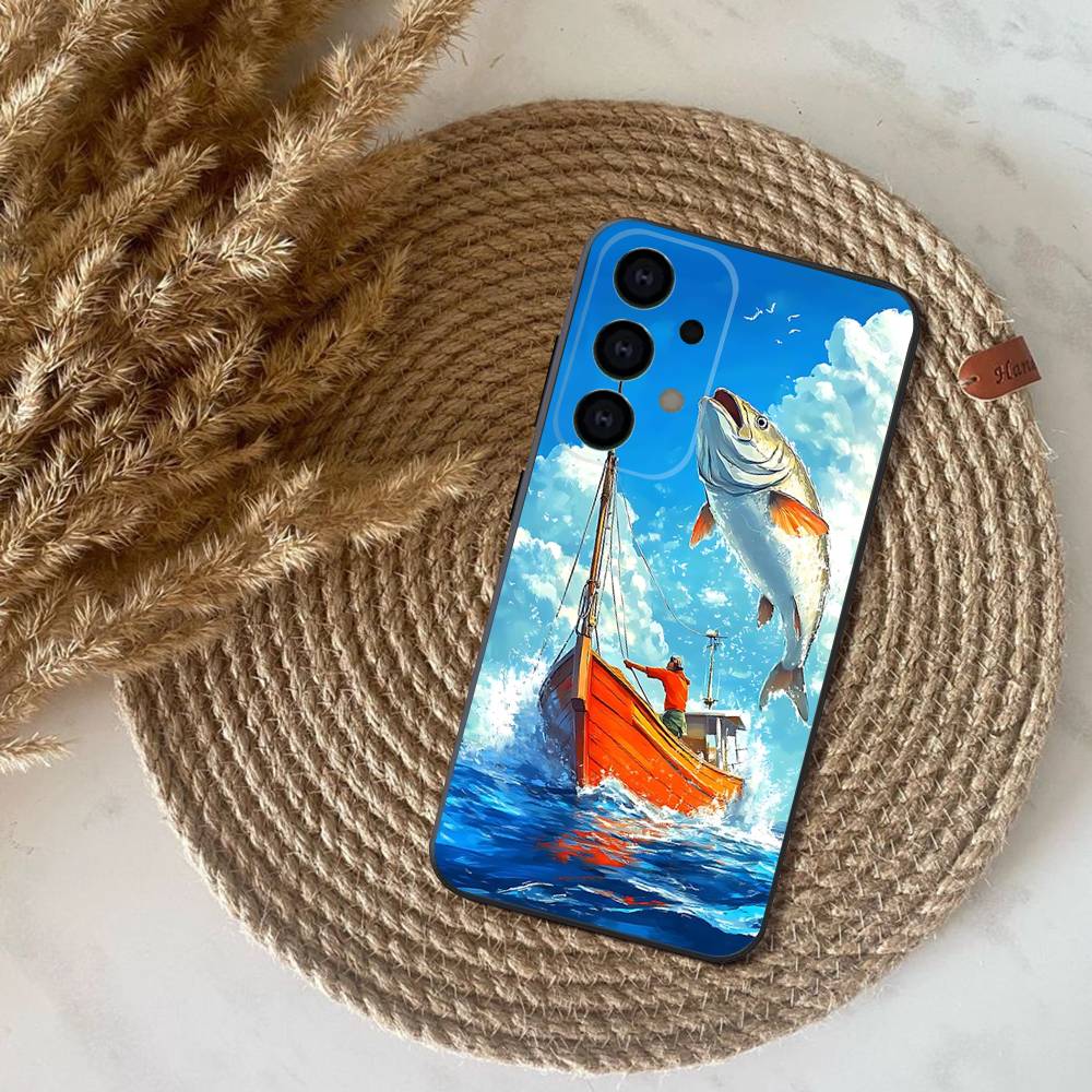 Carp Fish Fishing rod coque Phone Case For Samsung S25,S24,S21,S22,S23,S30,Ultra,S20,Plus,Fe,Lite,Note,10,9,5G Black Cover