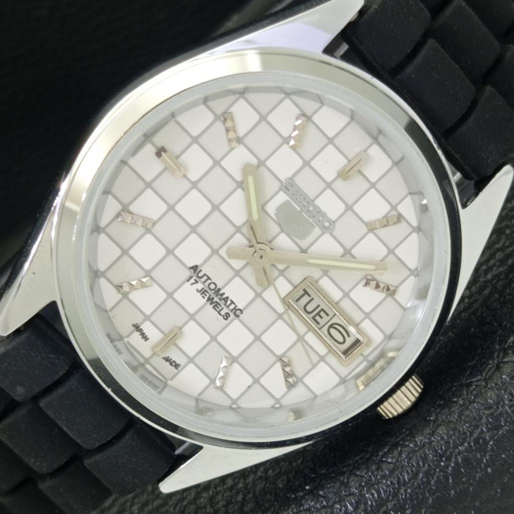 JAPAN SEIKO 5 AUTOMATIC MENS 6309A REFURBISHED WHITE COLOR DIAL WATCH A440317-4 Sk-a440317