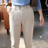Women's Autumn and Winter Tweed Pants Solid Color High Waist Thin Casual Suit Pants