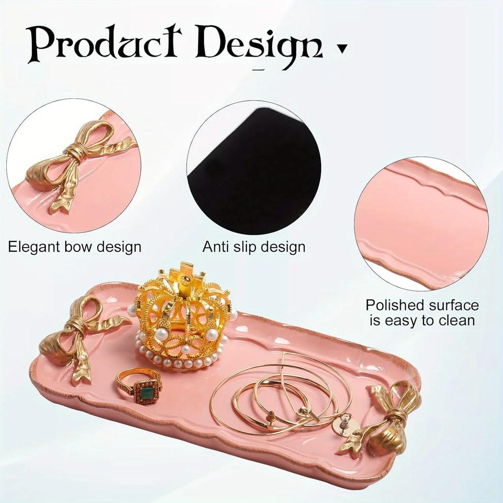 Piece Bow Tray Fruit Dessert Tray Resin Craft Cake Jewelry Storage Tray Party Decoration Tableware Candy Tray Organizer Tools