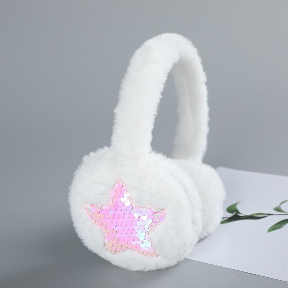 Cute Ear Warmer Anti-Freeze Winter Warm Ear Cover Thickening Sequins Star Earmuffs for Women Girls