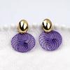 Retro Twist Weaving Hollow Mesh Dangle Earrings for Women Golden Metal Beans Shape Drop Earrings Geometry Round Color Jewelry