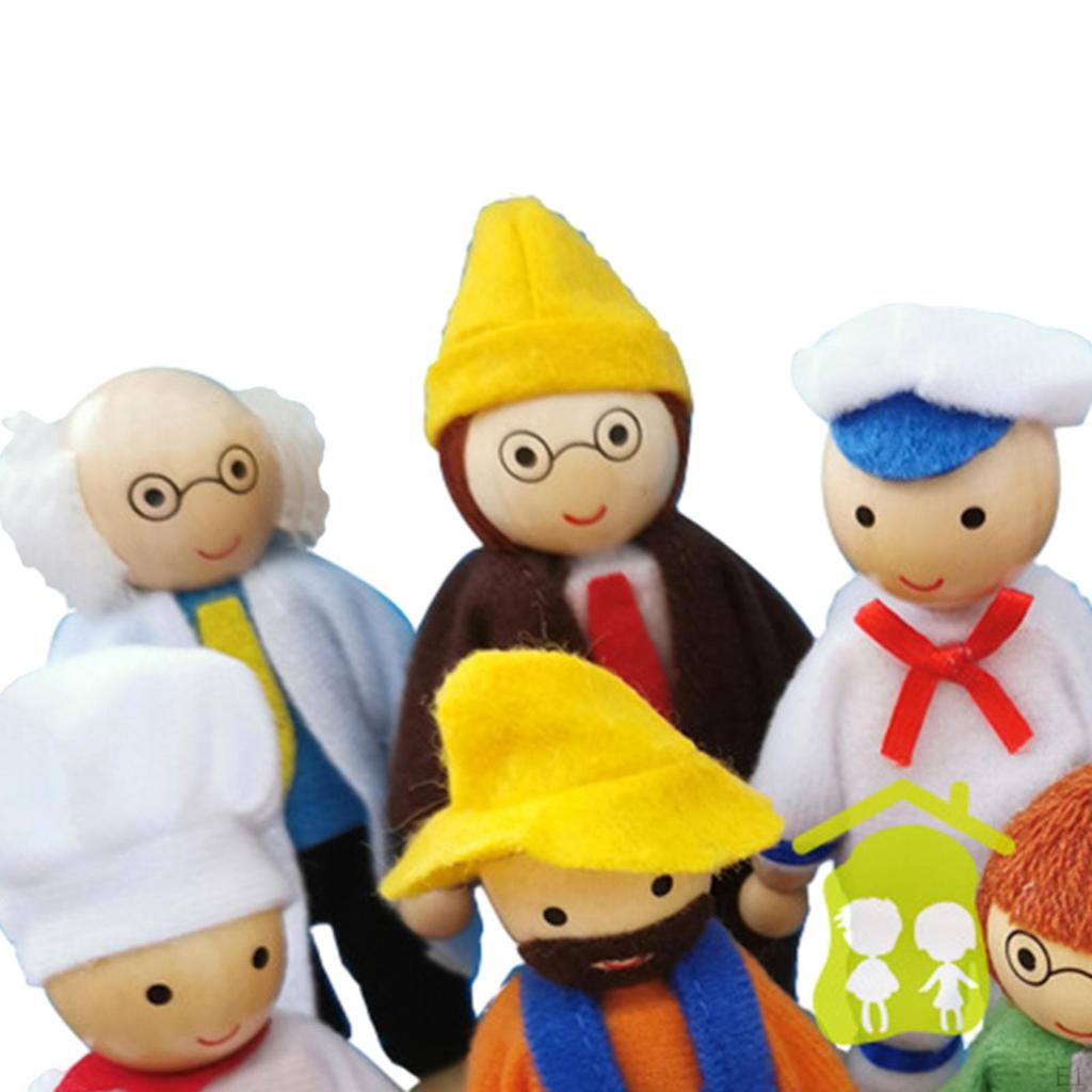 Mini People Figurka Dřevěný domeček pro panenky Set Minitype Toys Panenky Rodina pro panenky