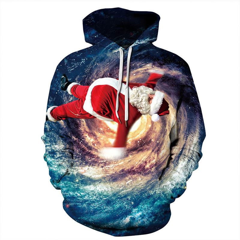 Höst Vinter Stor Julserie Mönster Hoodie Varm Bekväm Herr Julstämning Casual Hoodie