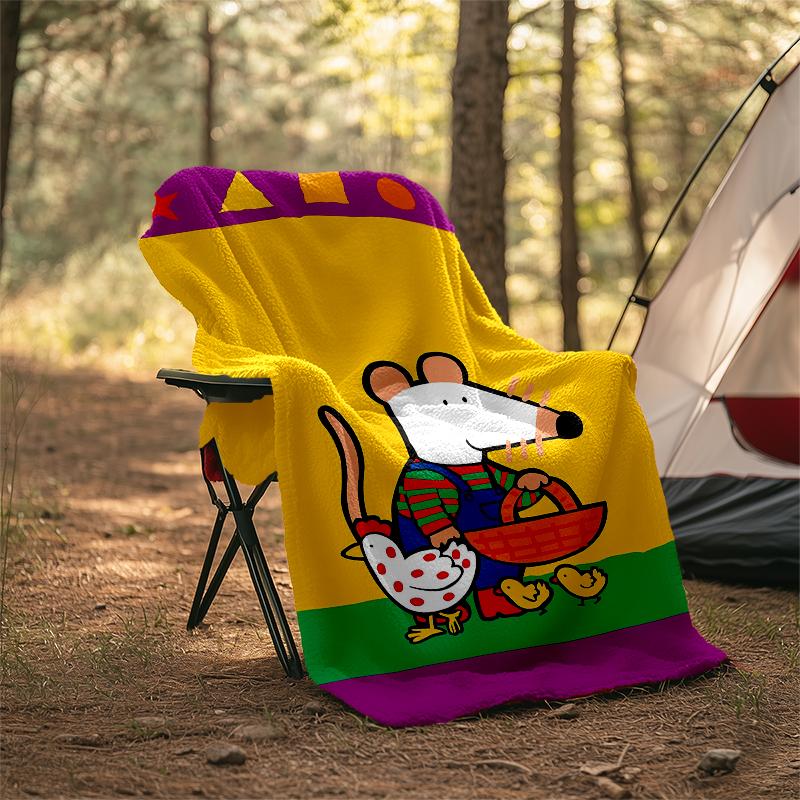 Maisy Mouse Theme Printed Blanket - Perfect for Couch, Bed, Travel & Outdoor Use | Machine Washable, Cozy & Durable.