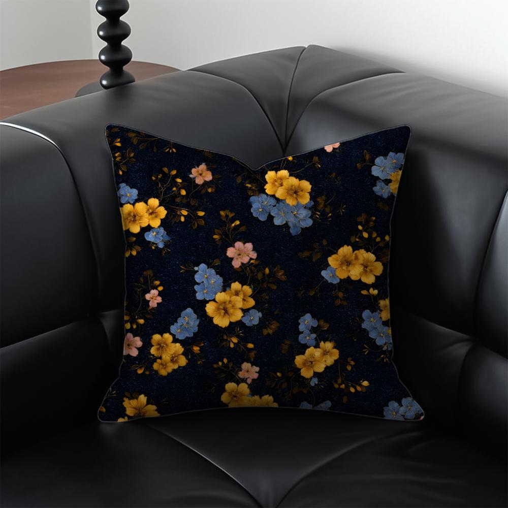 Niche Fresh Print Pillow Art Style Decor Cushion Cover Pillow Case Anti-Dustmite Invisible Zipper Silky Plush Cushion