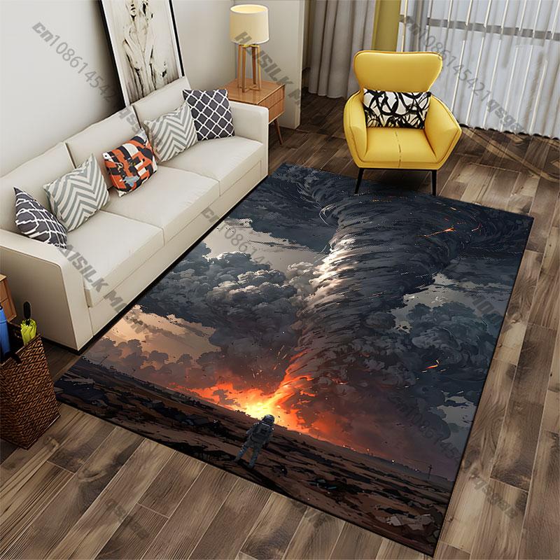 Destruction Chaos Flames and Storm Carpet Yoga Living Room Room Decor Children's Crawling Mat Doormat Area Rug Games Mat