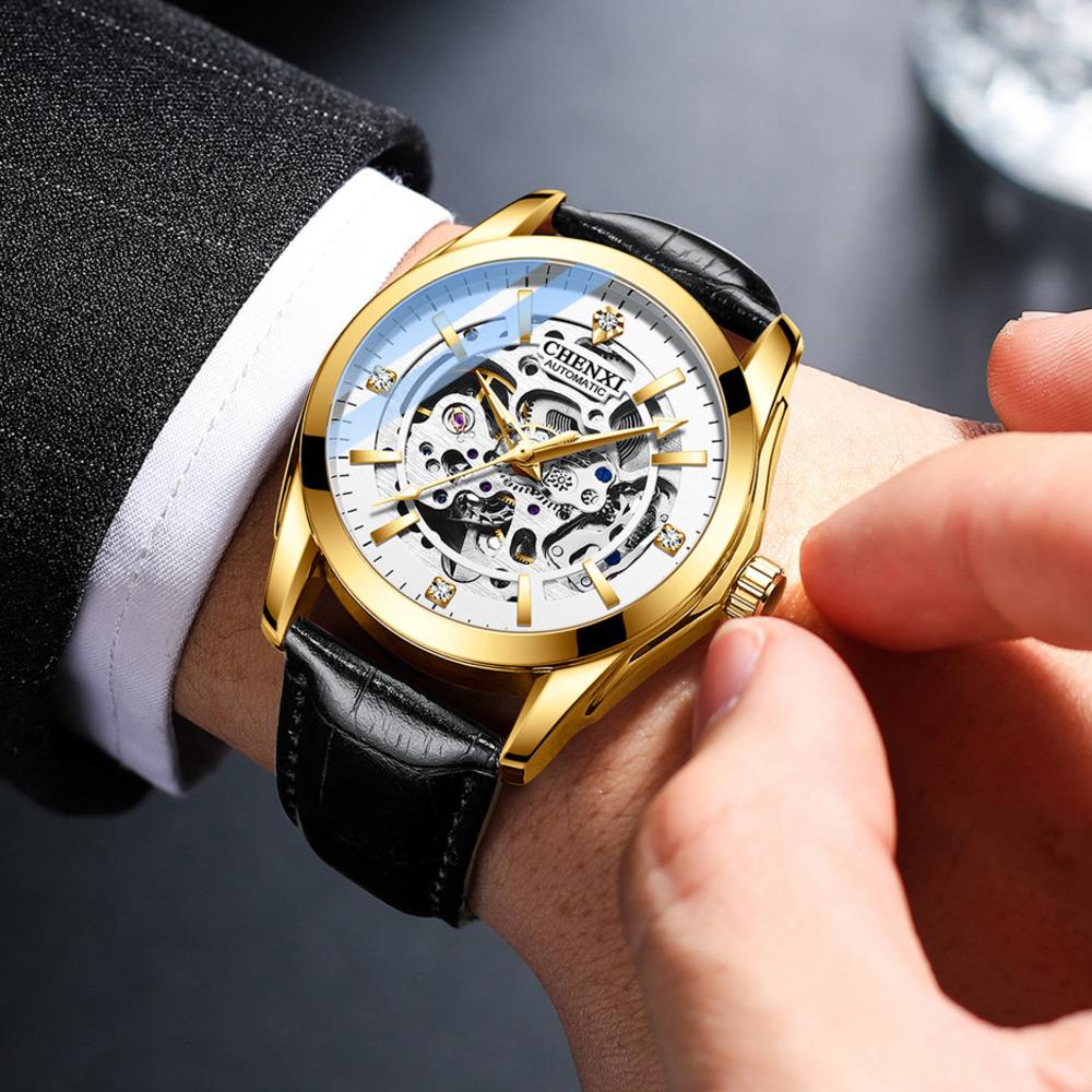 Mens Watches Fashion Luxury Hollowing Automatic Mechanical Watch Waterproof Luminous Watch For Man