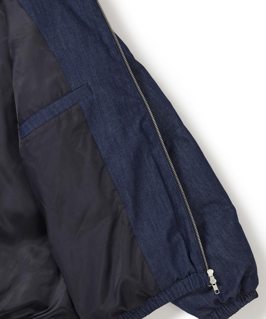 West Grand Boulevard Monstro Crop Denim Puffer Jacket Washed Blue