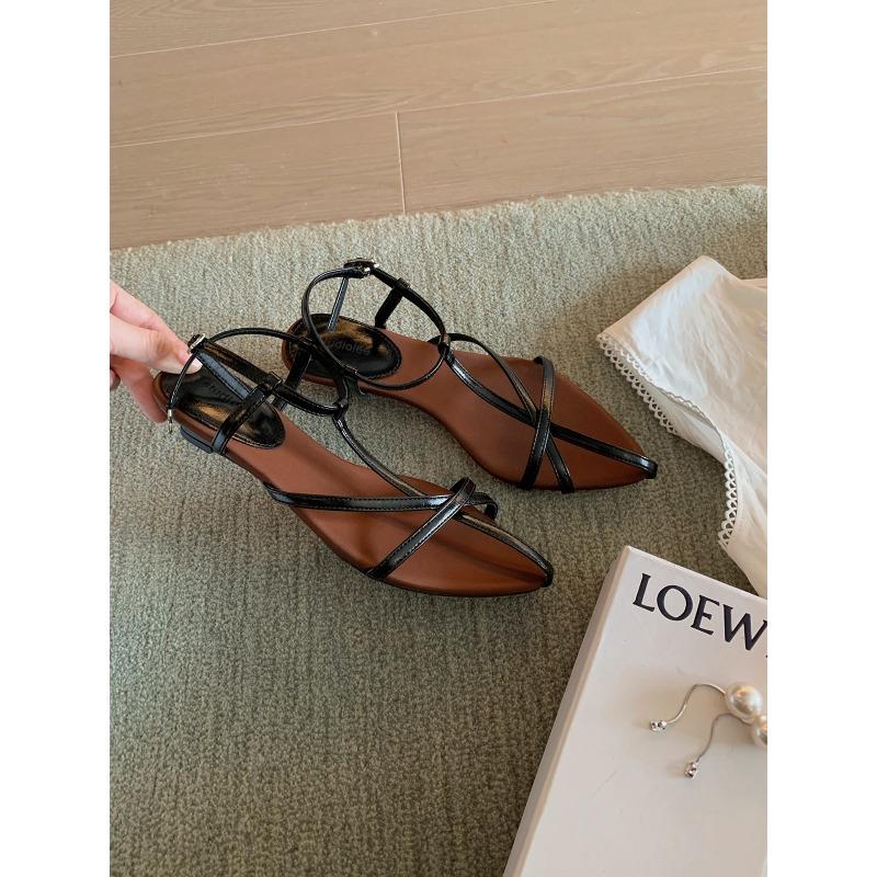 

Sheepskin~ Shoes cross-strap pointed high heels open-toed sandals women s sandals 35