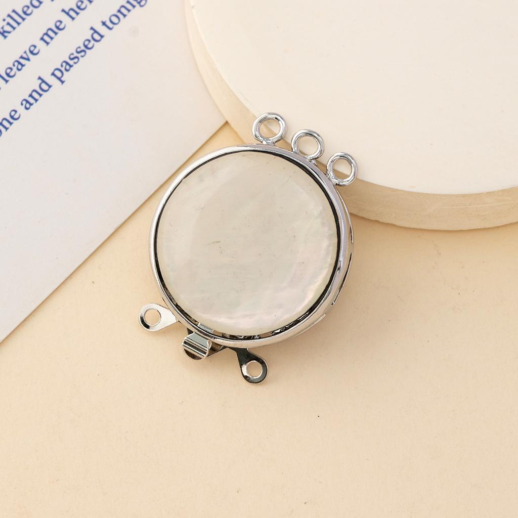 1Pc Round Natural Shell Pendant Connectors for DIY Unisex Necklace Bracelet Anklet Accessories, Creative Jewelry Making Halloween Christmas Gift Craft