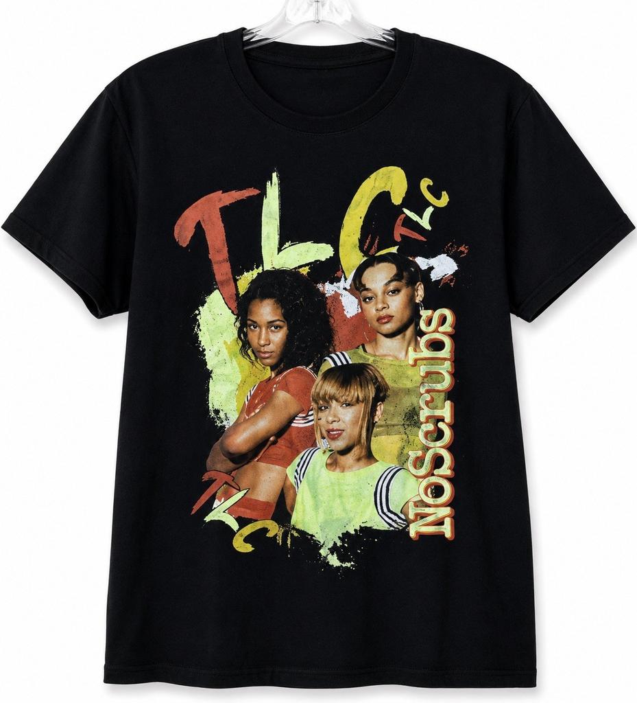 TLC No Scrubs T Shirt Mens Small Black Graphic Tee 90s R&B Hip Hop Band Unisex T-Shirt