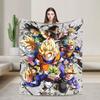 Chibi Goku On Yellow Background Dragon Ball Blankets Super Soft Plush Bedding Throws For Home Decor Flannel Bedspread Bed Cover