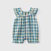 Girls' Korean Style Plaid Flutter Sleeve Summer Romper Jumpsuit