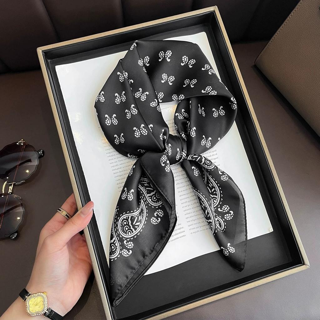 Korean Version of Polka Dot Fashion Small Square Scarf Women's Decorative Scarf Professional Scarf Imitation Silk Temperament Silk Scarf Shawl Headban